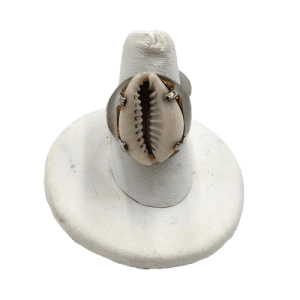 AFRICAN COWRIE SHELL SILVER RING