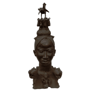 NIGERIAN ANTIQUITY BRONZE HEAD STATUE, MALE