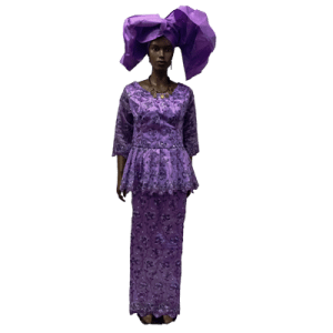 Three-Piece African Lace Skirt Set (Front)
