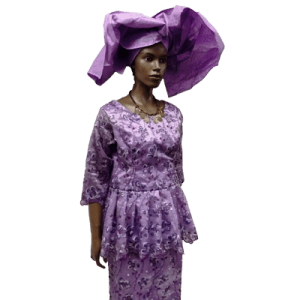 Three-Piece African Lace Skirt Set