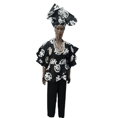 AFRICAN PRINT WRAP TOP WITH HEADWRAP (GYE NYAME SYMBOL) | African Land