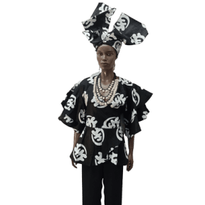 AFRICAN PRINT TOP, WRAP AROUND BLOUSE WITH HEADWRAP