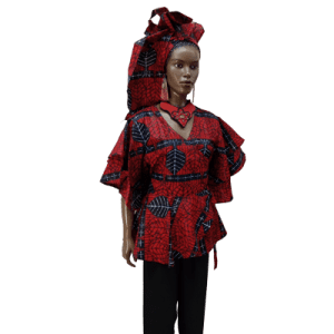AFRICAN PRINT TOP, WRAP AROUND BLOUSE WITH HEADWRAP