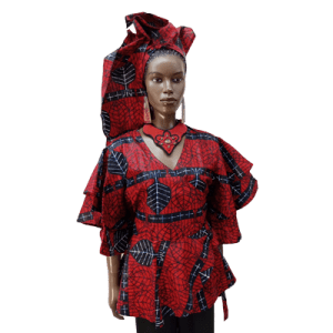 AFRICAN PRINT TOP, WRAP AROUND BLOUSE WITH HEADWRAP