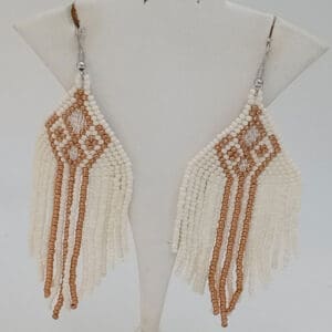 Beaded Earrings (white/Gold)